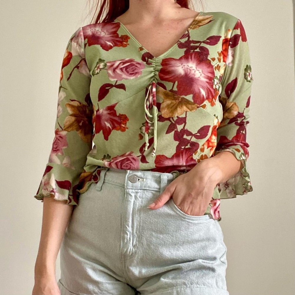 Vintage 1990's Fashion Bug Floral 3/4 Sleeve Top